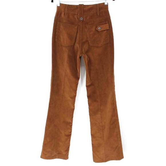 PRADA Corduroy Pants Brown High Rise Flare Leg Trousers size 36 Small Milano NEW - Picture 5 of 8